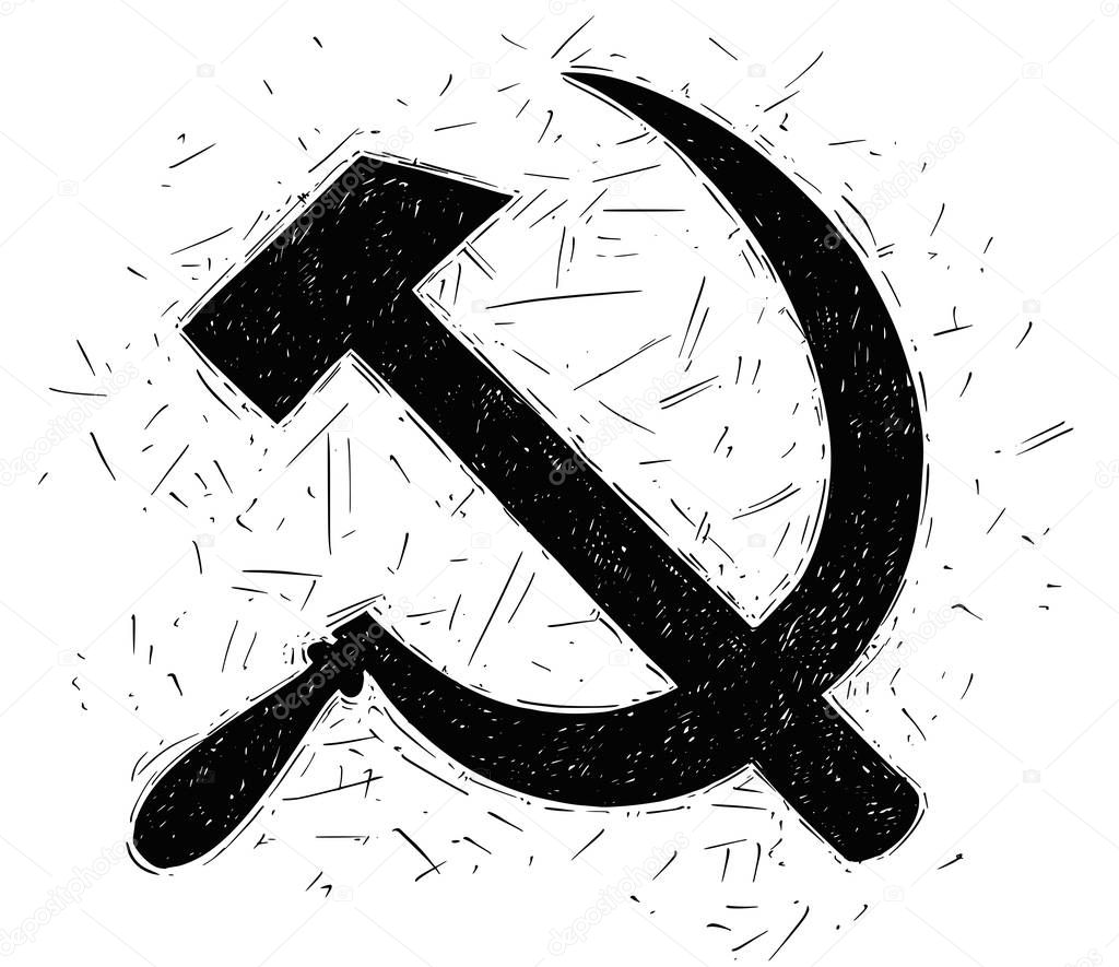 Communist Symbol Hammer and Sickle Vector Drawing
