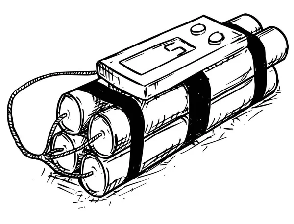Vector de dibujos animados de bomba de tiempo con pantalla digital — Vector de stock
