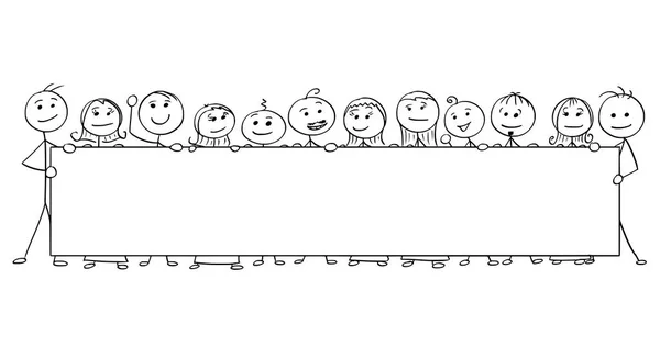 Vector Stick Man Dibujos animados de doce personas sosteniendo un gran vacío — Vector de stock
