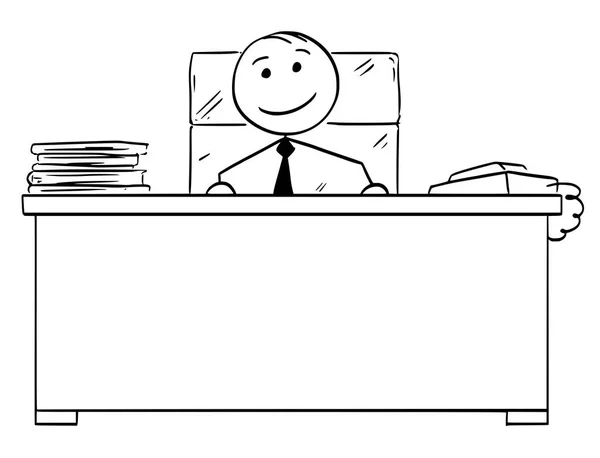 Διάνυσμα Stick άνθρωπος κινουμένων σχεδίων των ευτυχισμένος καλό αφεντικό χαμογελώντας πίσω Offic — Διανυσματικό Αρχείο