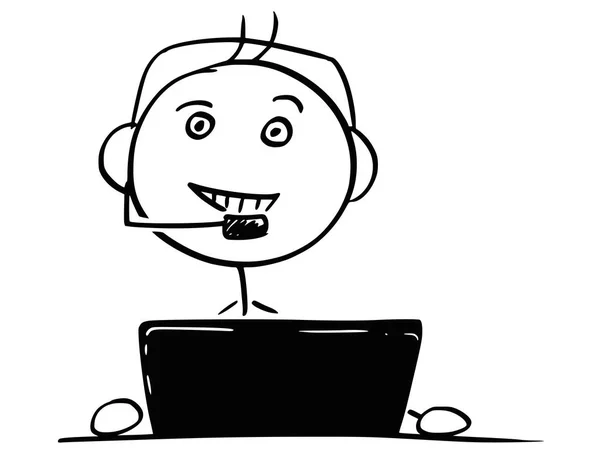 Vector Stick Man Cartoon of Male Servicio de Atención al Cliente Repres — Archivo Imágenes Vectoriales