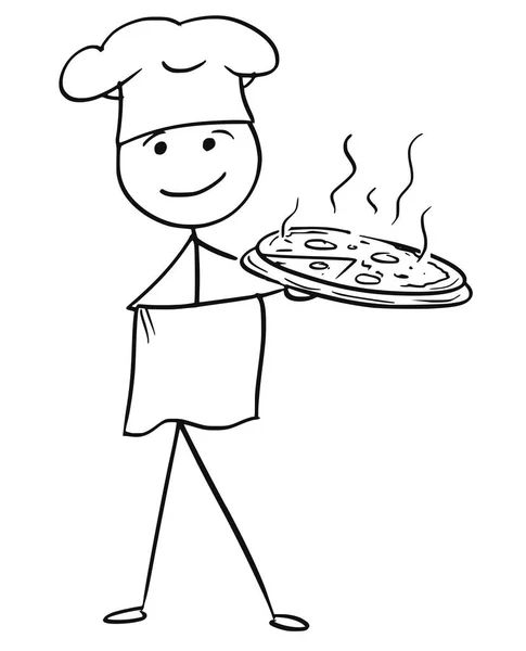 Vector Stick Homem Desenhos animados do cozinheiro masculino Chef em Chapéu Segurando Placa — Vetor de Stock