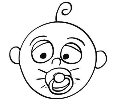 Bebek kukla veya yorgan veya emzik ile karikatür çizimi