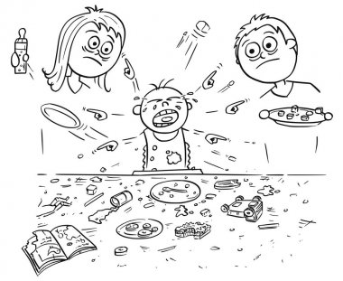 Şımarık şımarık ağlayan bebeğin yapıyorum karışıklık Du karikatür çizimi