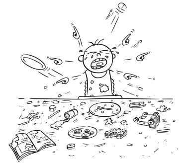 Şımarık şımarık ağlayan bebeğin yapıyorum karışıklık Du karikatür çizimi