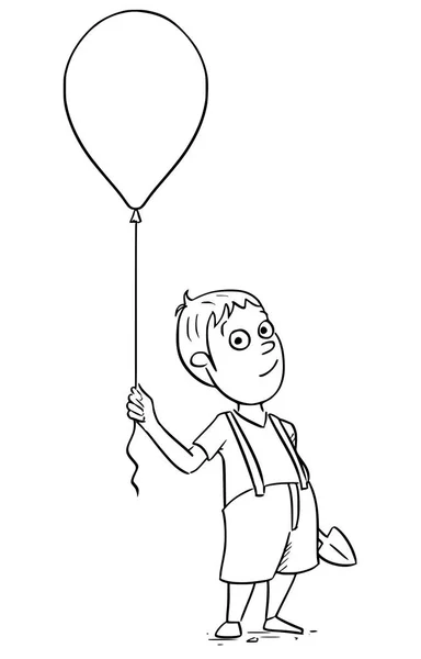 Ilustración de dibujos animados de niño con globo inflable de la bola de aire — Vector de stock