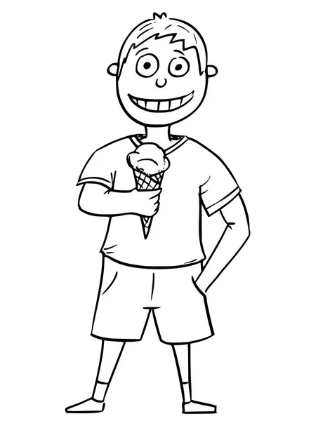 Ilustración de dibujos animados de Boy Holding Ice Cream Cone — Vector de stock