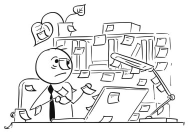 Ofis çalışanı ile sopa notlar Everywher çizgi film gösterimi