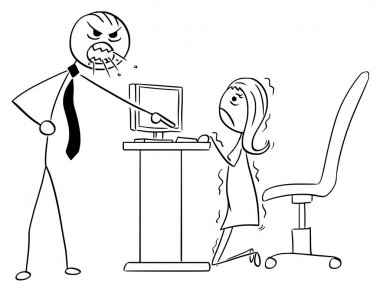 Karikatür çizim öfkeli patron iş çığlık Yöneticisi'nin