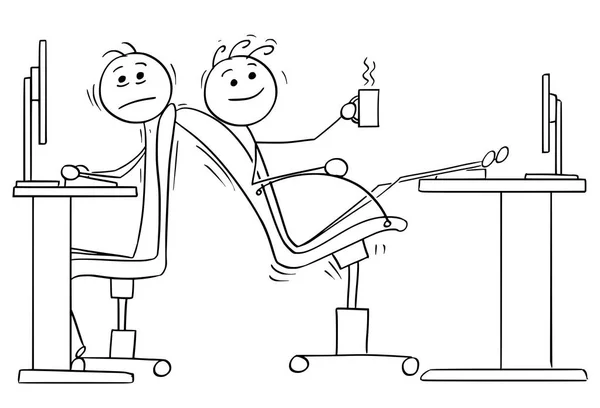 Κινουμένων σχεδίων των δύο υπάλληλοι γραφείου με την έλλειψη χώρου για καρέκλες — Διανυσματικό Αρχείο