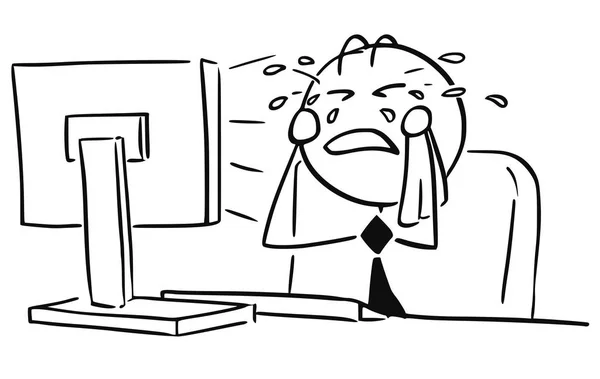 Ilustración de dibujos animados del gerente del empleado de oficina llorando en Fr — Vector de stock
