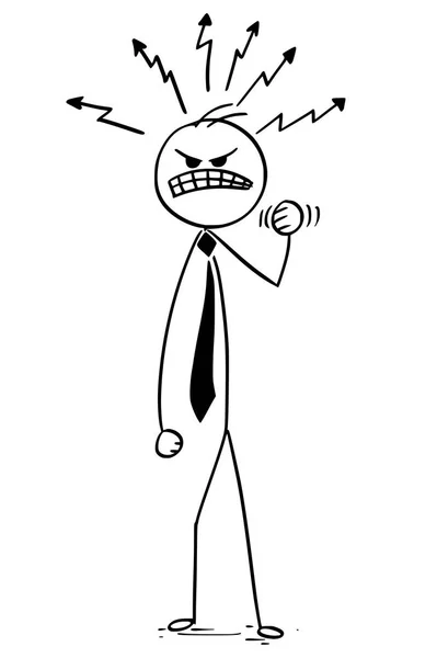 怒っているビジネスマン、上司やマネージャーの漫画イラスト. — ストックベクタ