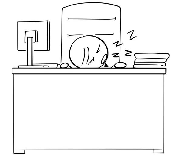 Ilustración de dibujos animados del gerente cansado o jefe durmiendo en el escritorio T — Vector de stock