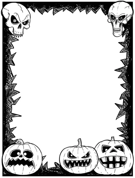 Cornice di Halloween con teschi e zucche — Vettoriale Stock