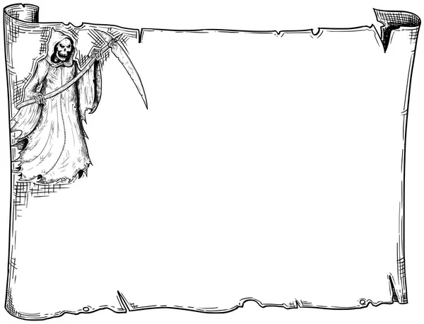 Halloween snímek staré posun list s Grim Reaper — Stockový vektor