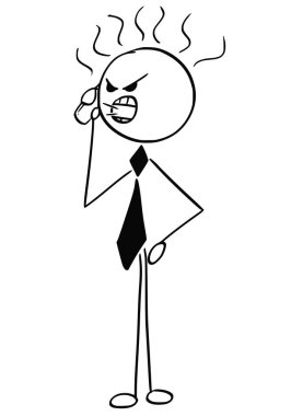 Karikatür çizimi mobil Pho bağıran kızgın iş adamı