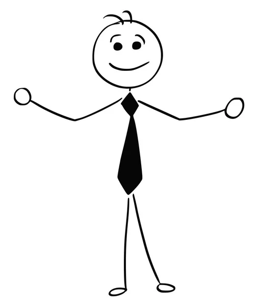 Desenhos animados ilustração de homem de negócios com braços abertos para Bem-vindo — Vetor de Stock