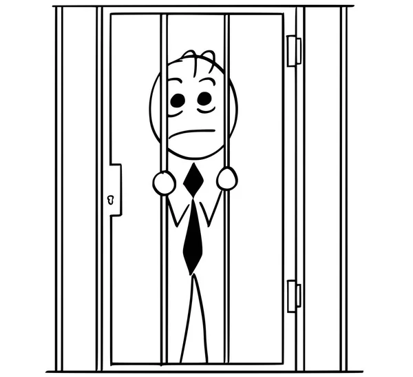 Karikatur eines Geschäftsmannes im Gefängnis — Stockvektor