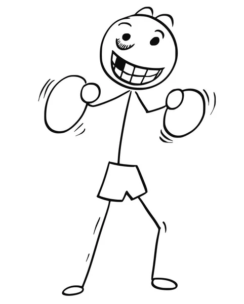 Cartoon afbeelding van de bokser mens in vak Pose met bokshandschoenen — Stockvector