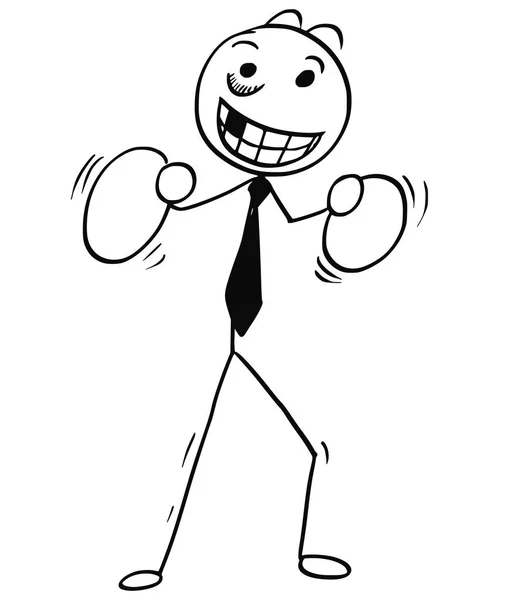 Cartoon-Illustration des Geschäftsmannes in Box-Pose mit Box-Glo — Stockvektor