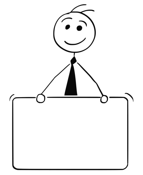 Καρτούν εικονογράφηση της επιχείρηση άνθρωπος κρατάει άδειο πινακίδα — Διανυσματικό Αρχείο