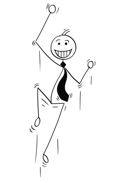 Karikatür çizimi atlama mutlu iş adamı — Stok Vektör