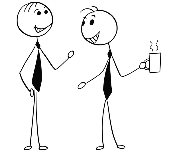 茶を話して 2 人の男性男性のビジネス人の漫画イラスト — ストックベクタ
