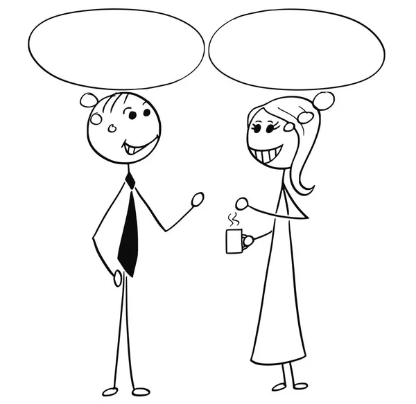 Desenhos animados ilustração de homem e mulher de negócios pessoas falando Ch — Vetor de Stock
