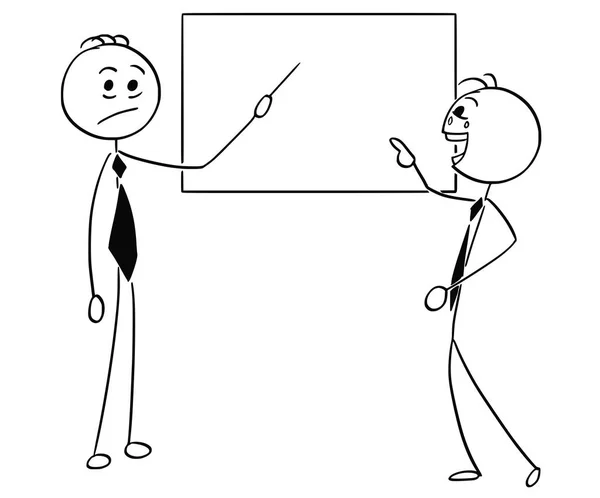 Desenhos animados ilustração de homem de negócios rindo para o segundo negócio — Vetor de Stock