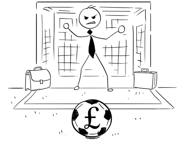 Bande dessinée Illustration d’homme d’affaires dans le but de Football Soccer garder — Image vectorielle
