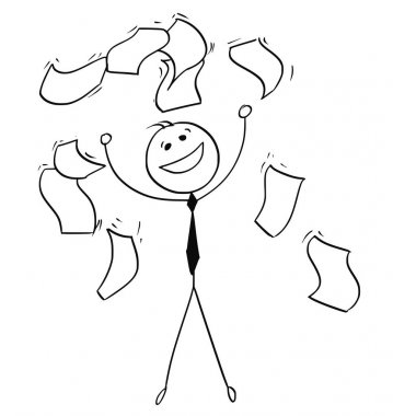 İşadamı belgeleri kağıtları etrafında düşen atma