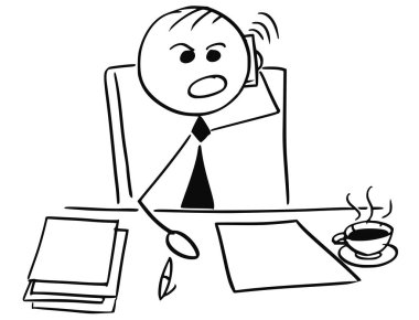 Kızgın işadamı Yöneticisi cep telefonuyla yaptiktan sonra patron.