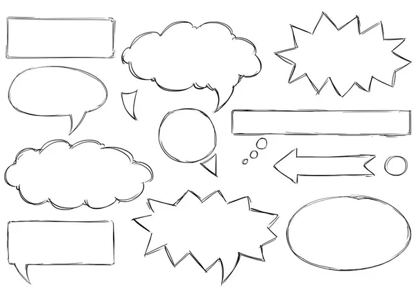 Set van tekst spraak bubbels Doodles — Stockvector