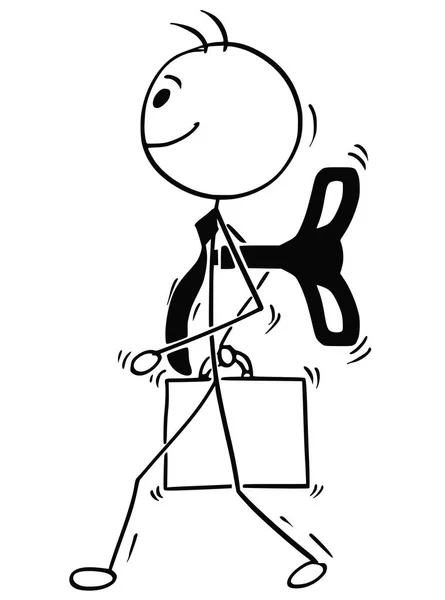 Cartoon-Illustration von Geschäftsmann mit Aufwickelschlüssel auf seinem Bac — Stockvektor