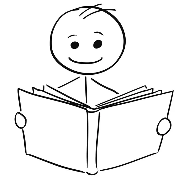 Hombre sonriente leyendo un libro — Vector de stock