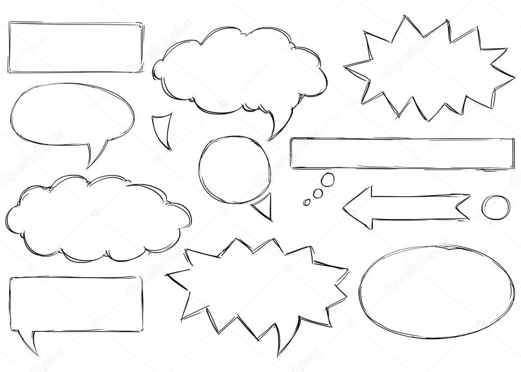 Set of Text Speech Bubbles Doodles