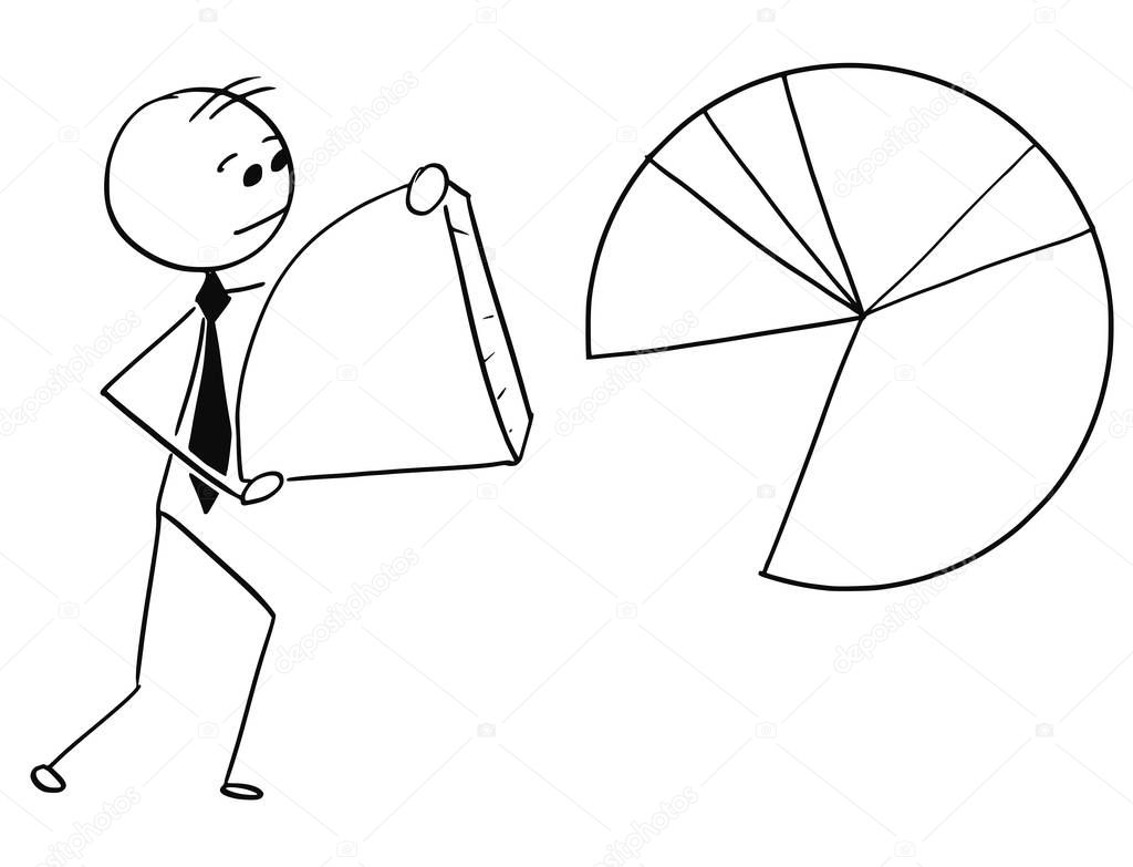 Businessman Carry Piece of Pie Chart Graph