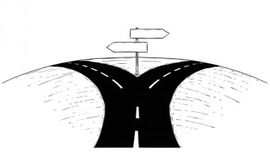 Çatal yol boş ok işareti çizim