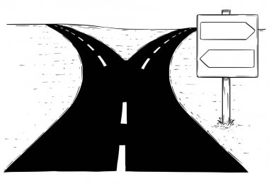 Çatal yol boş ok işareti çizim