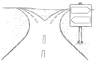 Çatal yol boş ok işareti çizim