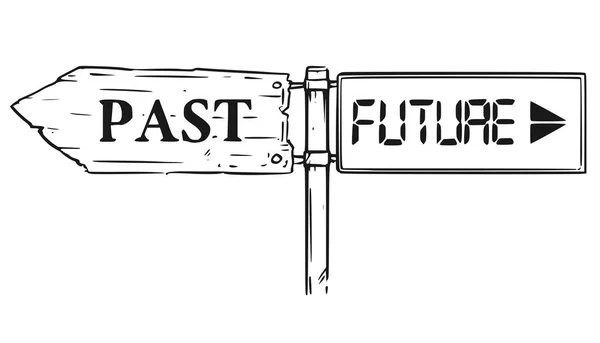 Közúti határozat múltbeli vagy jövőbeli nyíl jel rajz — Stock Vector