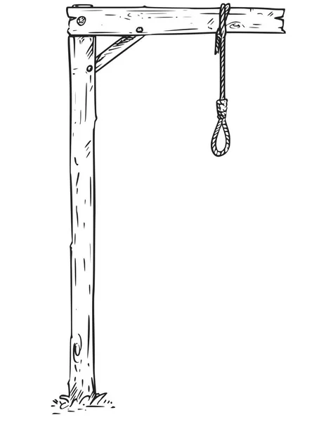 Drawing of Hang Knot Noose Gallows — Stock Vector