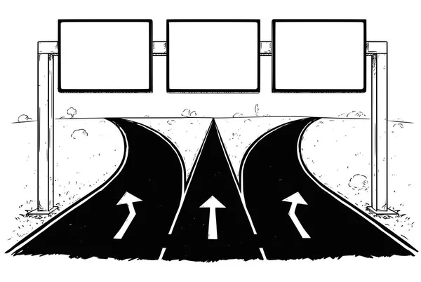 Teckning av Tom Tom vägskylt på motorvägen — Stock vektor