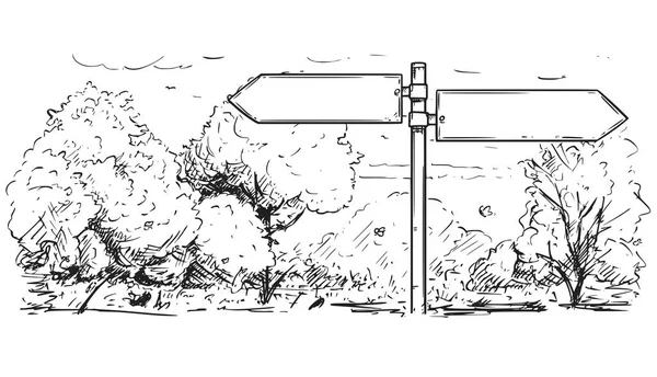 Tekening van lege lege verkeer verkeersbord op natuurpark CHTERGRO — Stockvector