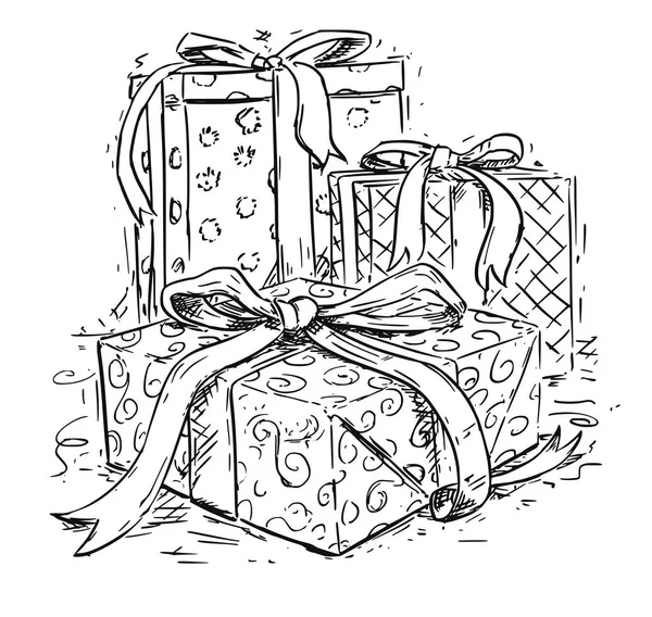 Coffrets cadeaux de Noël Dessin à la main Illustration vectorielle — Image vectorielle