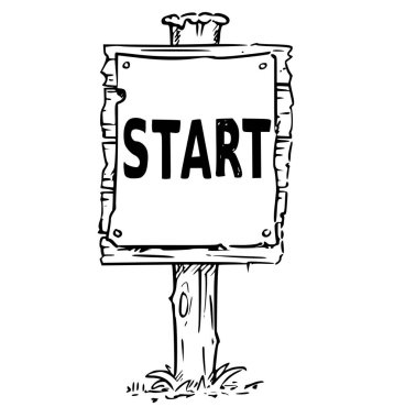 Ahşap işareti Başlat metin çizim kurulu