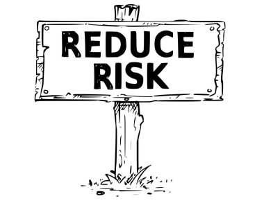 Ahşap işaret kurulu azaltın Risk metin ile çizim