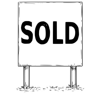 Large Sign Board Drawing with Sold Text clipart