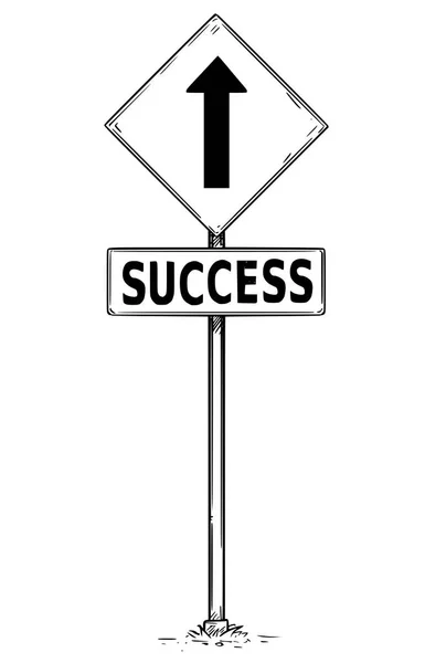 Drawing of One Way Arrow Traffic Sign with Success Text — Stock Vector