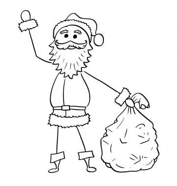 Noel Noel Baba hediye el sallayarak torba ile